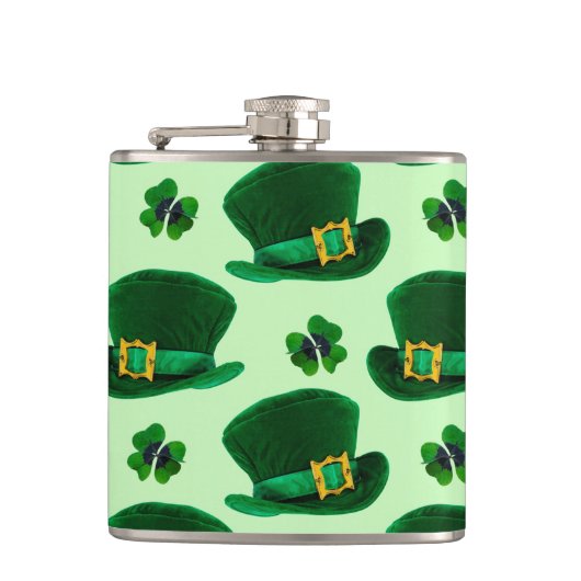 Flasques St. Patrick's Day Clovers et Leprechaun Casquette (Devant)