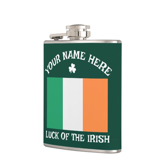 Flasques St Patrick's Day Ireland Flag Custom Name Shamrock (Gauche)