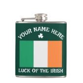 Flasques St Patrick's Day Ireland Flag Custom Name Shamrock (Devant)
