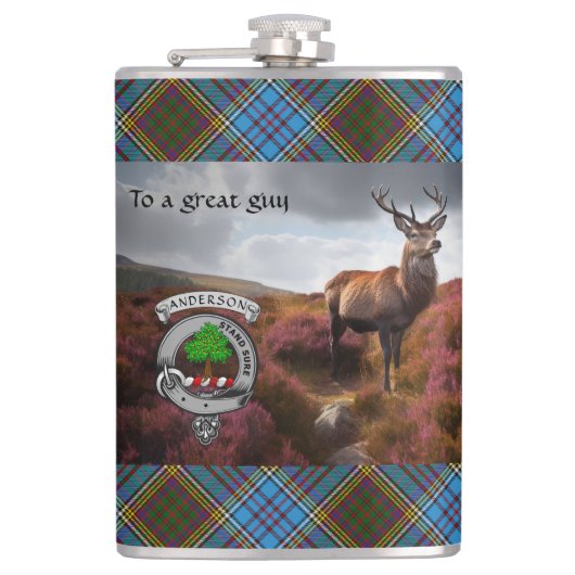 Flasques Stag in Heather w/Anderson Badge personnalisé (Devant)