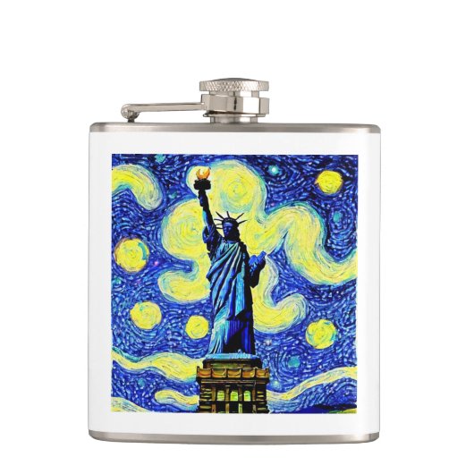Flasques Starry Night Statue De Liberty New York (Devant)