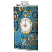 Flasques Steampunk Arrière - plan turquoise avec Gears (Gauche)
