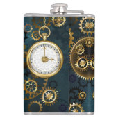 Flasques Steampunk Arrière - plan turquoise avec Gears (Dos)