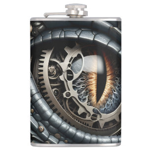 Flasques Steampunk Dragon Eye Closeup Ai Art