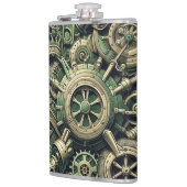Flasques Steampunk Industrial Green Clocwork Gears (Gauche)