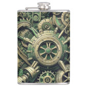 Flasques Steampunk Industrial Green Clocwork Gears (Devant)