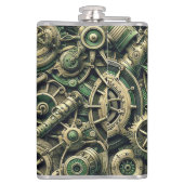 Flasques Steampunk Industrial Green Clocwork Gears (Dos)