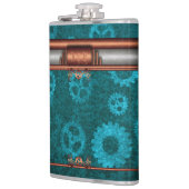 Flasques Steampunk, look cuivre sur roues turquoises, Monog (Gauche)