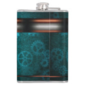 Flasques Steampunk, look cuivre sur roues turquoises, Monog (Dos)