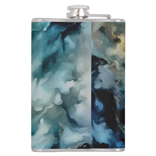 Flasques Storm Clouds and Ocean Currents Abstract Art (Dos)