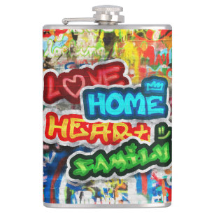 Flasques Streetart Graffiti Amour Maison Cœur Coloré Funky
