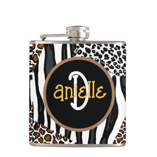 Flasques Stripes Leopard et Zebra Imprimer Personnalisé (Devant)