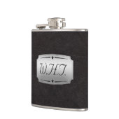 Flasques Style Faux Black cuir Imprimer Monogramme (Gauche)