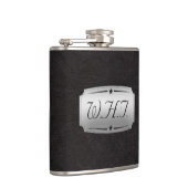 Flasques Style Faux Black cuir Imprimer Monogramme (Droite)