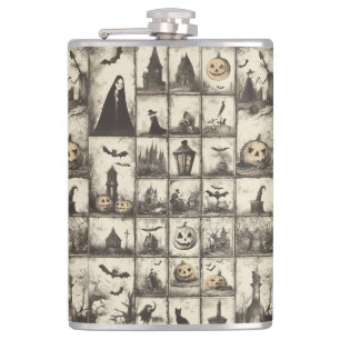 Flasques Style vintage motif Halloween avec couleur sépia