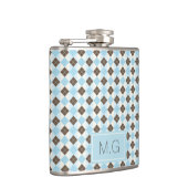 Flasques Stylish Blue and Brown Argyle Pattern Monogram (Droite)