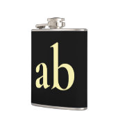 FLASQUES  STYLISH MODERN CUSTOM NAME BLACK BEIGE WEDDING (Gauche)