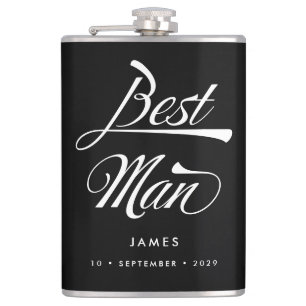 Flasques Stylisme noir typographie Best Man Groomsmen