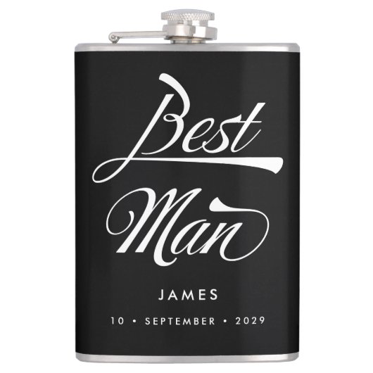 Flasques Stylisme noir typographie Best Man Groomsmen (Devant)