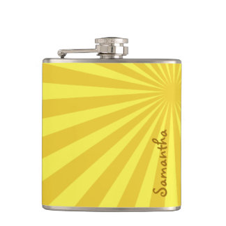 Flasques Sunburst Jaune "Ajouter votre nom"