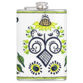 Flasques Sunflower Folk Art Motif en Jaune et Noir (Devant)