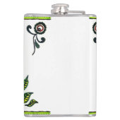 Flasques Sunflower Folk Art Motif en Jaune et Noir (Dos)