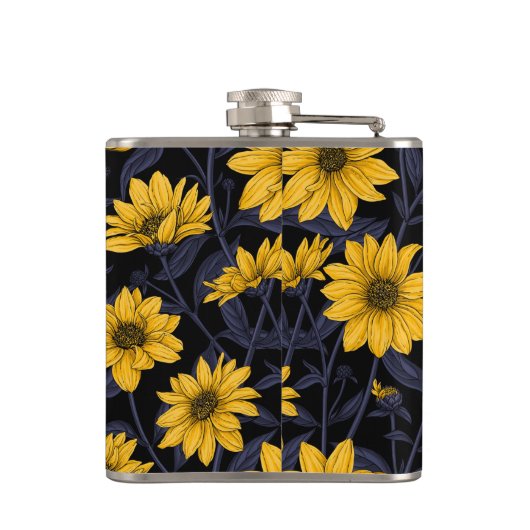 Flasques Sunroot, tournesol sauvage en jaune et bleu (Dos)