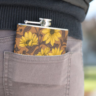 Flasques Sunroot, tournesol sauvage en jaune et marron