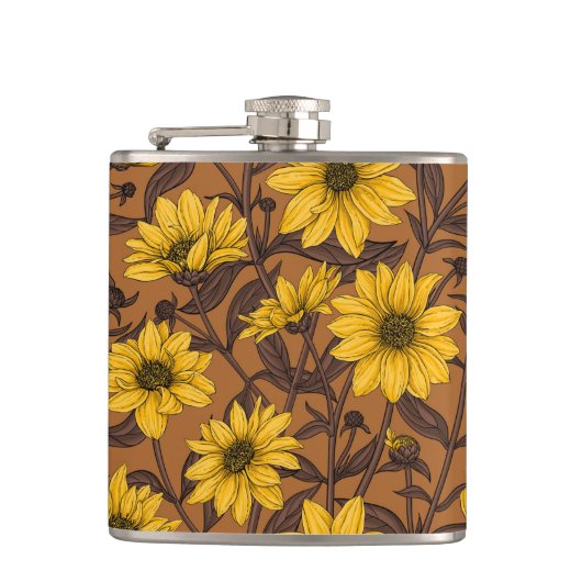 Flasques Sunroot, tournesol sauvage en jaune et marron (Devant)