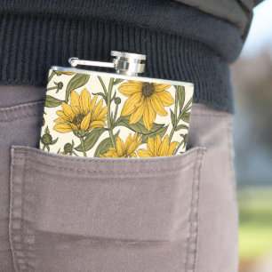 Flasques Sunroot, tournesol sauvage sur blanc