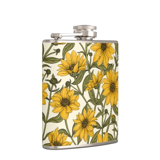 Flasques Sunroot, tournesol sauvage sur blanc (Droite)