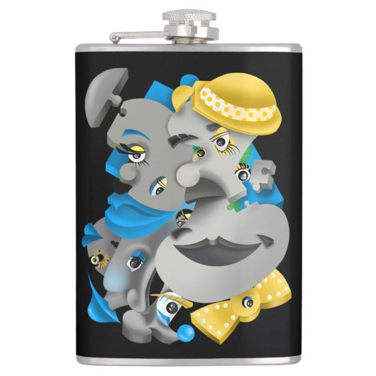 Flasques Surreal Puzzle Face Hip Flask (Devant)
