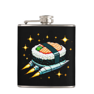Flasques Sushi Spacship Pixel Art Flying Sushi Roll Design