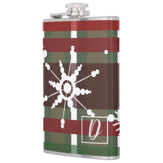 Flasques Sweat de vin Plaid initial Flocon de neige Noël (Gauche)