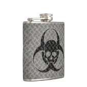 Flasques Symbole de danger biologique et crâne sur acier (Droite)