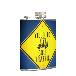 Flasques Symbole De Rendement Drôle Au Trafic De Golf