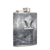 Flasques Symbole de zodiaque Pisces en acier grunge (Droite)