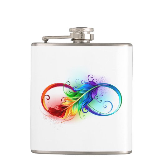 Flasques Symbole d'infini avec plume arc-en-ciel (Devant)