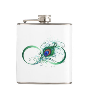 Flasques Symbole d'infini avec plume de paon