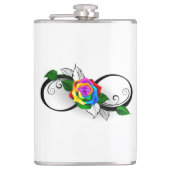 Flasques Symbole d'infini avec Rose arc-en-ciel (Devant)