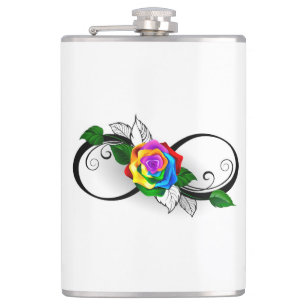 Flasques Symbole d'infini avec Rose arc-en-ciel