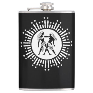 Flasques Symbole du zodiaque Gémeaux avec des étoiles noir