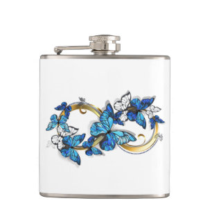 Flasques Symbole Infini de Papillons Morpho Bleus