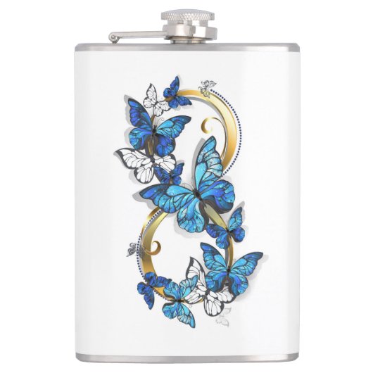 Flasques Symbole infini de papillons Morpho bleus (Devant)
