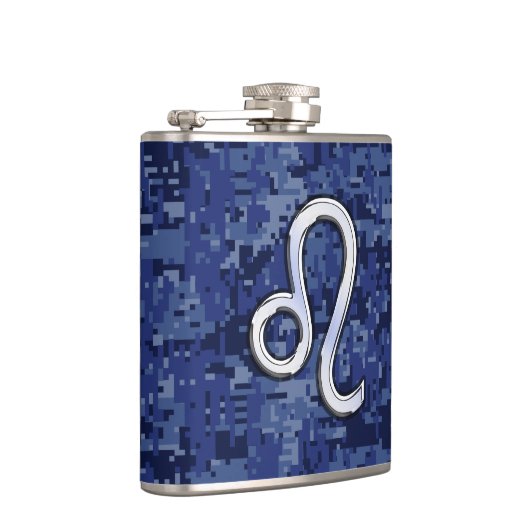 Flasques Symbole Leo Zodiac sur la Camo numérique bleu mari (Droite)