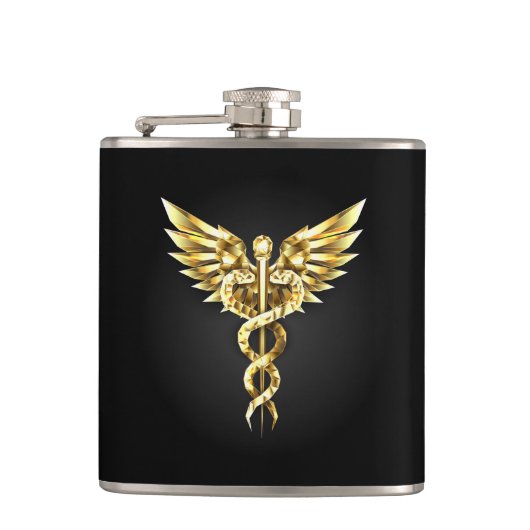Flasques Symbole Polygonal Or Caduceus (Devant)