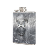 Flasques Symbole Taurus Zodiac Grunge Style Argent Distress (Gauche)