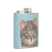 Flasques Tabby Gris Peinture Chat - Cute Original Art Chat (Droite)