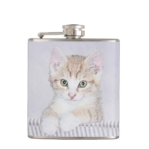 Flasques Tabby Orange Kitten Peinture - Art Chat original