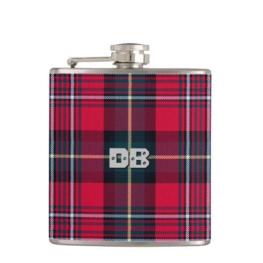Flasques Tartan avec vos initiales (Devant)